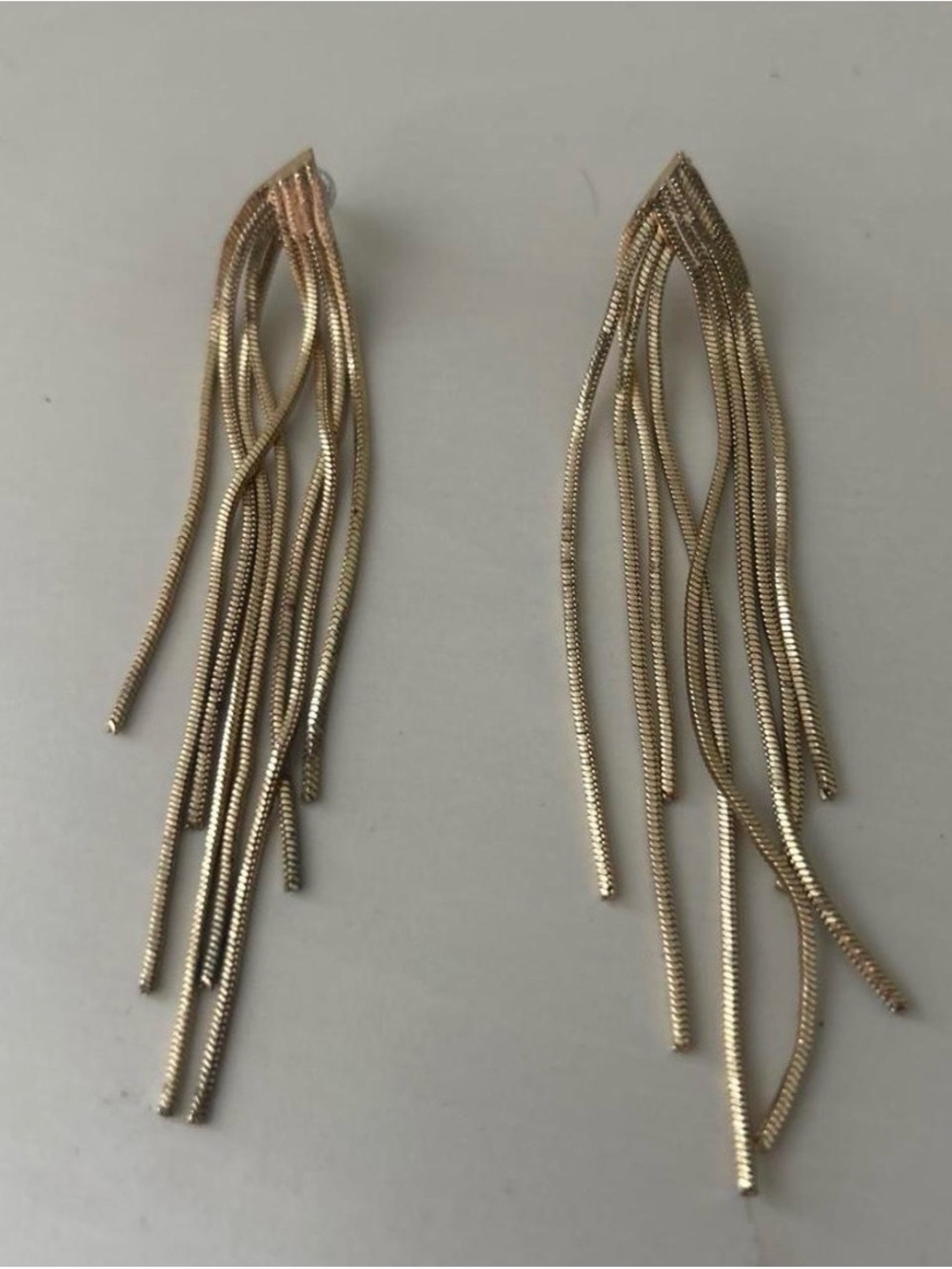 Pull&Bear Long Gold Tassel Drop Earrings